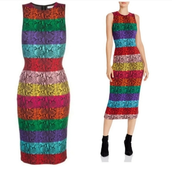 Alice + Olivia Delora Rainbow Snake Print Midi Dress Size 0 NWT $395 - Picture 13 of 14